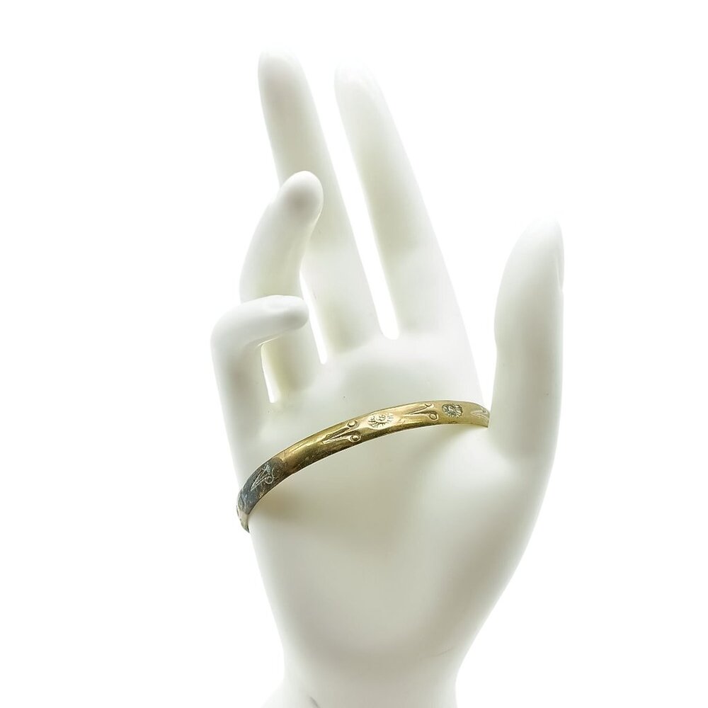Vintage Brass Bangle with Engraved Floral Pattern stamped Mexico